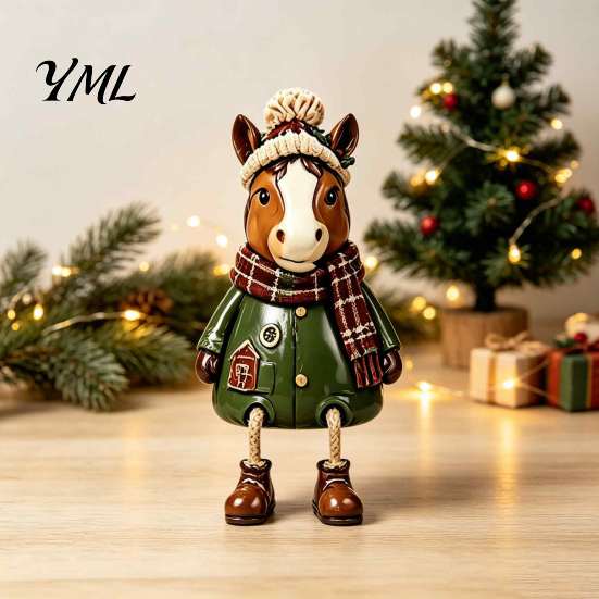 Decorative Fireplace Mantel Figures Christmas Shelf Sitter Figurines, Retro Farm Animal Hanging Leg Decor, Farmhouse Style Holiday Decor Ornaments for