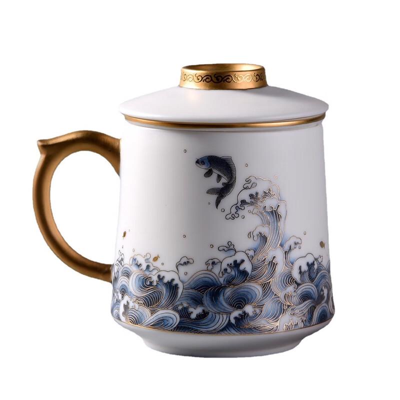 Dehua White Porcelain Floral Tea Mug with Crystal Infuser