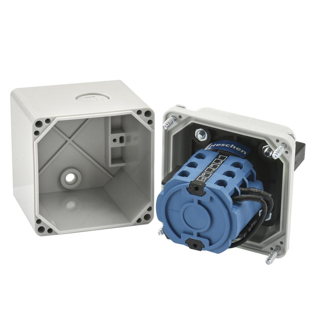 Heschen Universal Rotary Cam Selector 660V 12 CE with Master Switch Enclosure Switch, SZW26-20/ZC.VV.3D, 20A, ON-OFF-ON 3-Position, 3-Phase,