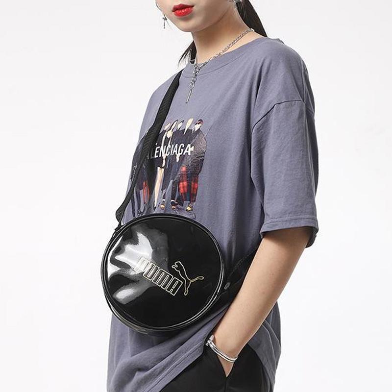 Puma Круглая сумка из искусственной кожи, Сумка через плечо, Сумка на плечо, Обычная женская, Черный 078115-01