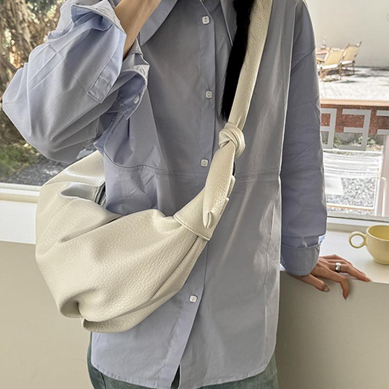 Корейская винтажная плиссированная сумка-хобо через плечо женская из мягкой ПУ кожи, сумка-пельмень, летняя повседневная, большой вместимости, на плечо KTY