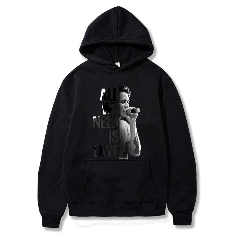 Худи Canserbero Мужская Мода Свитшоты с принтом All We Need Is Love Женская Повседневная Уличная одежда в стиле Харадзюку Спортивный костюм с капюшоном