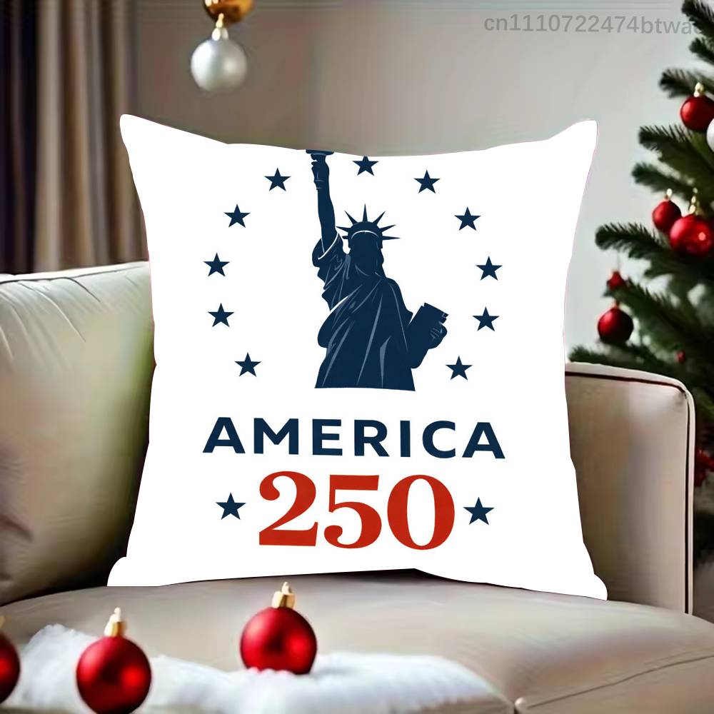 America Semiquincentennial Pillow Case For Sofa Bedroom Living Room Plush Cushion Cover Decorations and Protector
