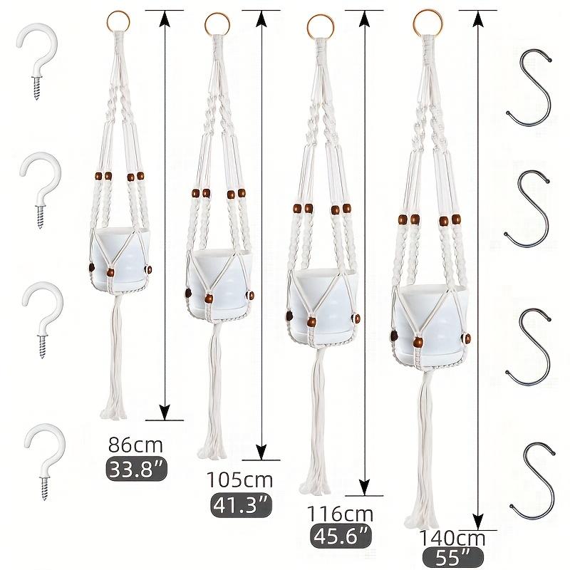 4pc Macrame Handmade Plant Hanger Baskets Flower Pots Holder Balcony Hanging Decoration Knotted Lifting Rope Hom
