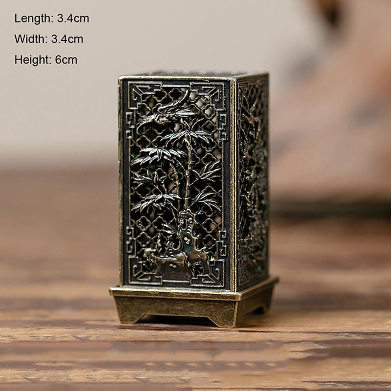 Square Vertical Incense Burner Small Alloy Incense Holder Indoor Aromatherapy Home Ornament Chinese Incense Burners