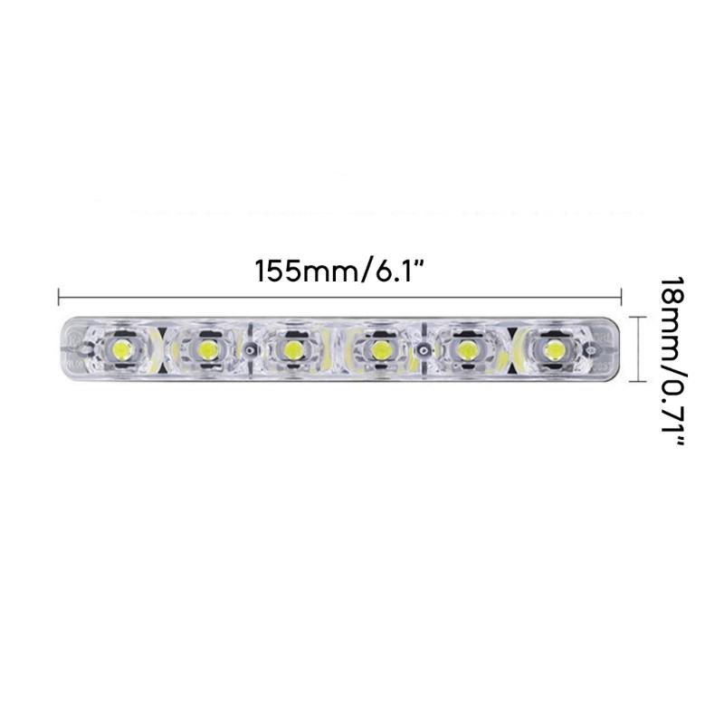 6LED светодиодные дневные ходовые огни высокой мощности, лампа дальнего света, универсальная светодиодная автомобильная противотуманная фара, простая установка, прочный