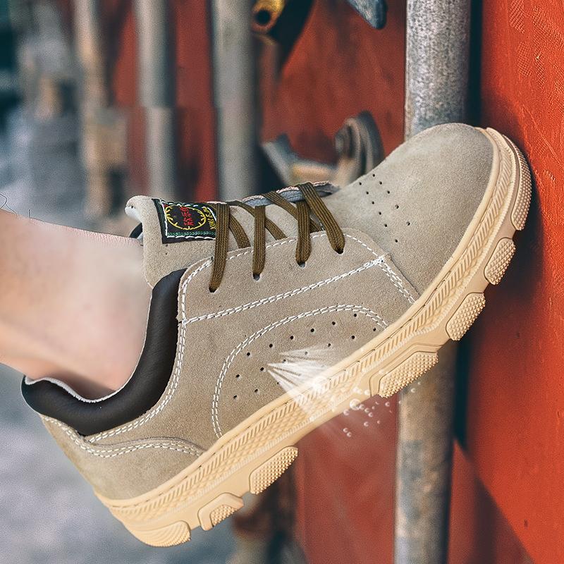 Oulylan Steel Toe Labor Footwear For Four Season Men Anti Slip Breathable Safety Shoes Outdoor Anti Puncture Protection Boots
