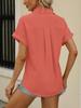 Women's V Neck Collared Button Down Shirt Short Sleeve Top with Pockets