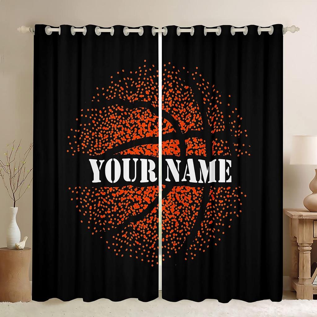 Basketball Curtains ideal ideal for Bedroom Living Room 3D Ball Court Window Opening Treatments Decorative Sports Theme Drapes Competitive Curtain