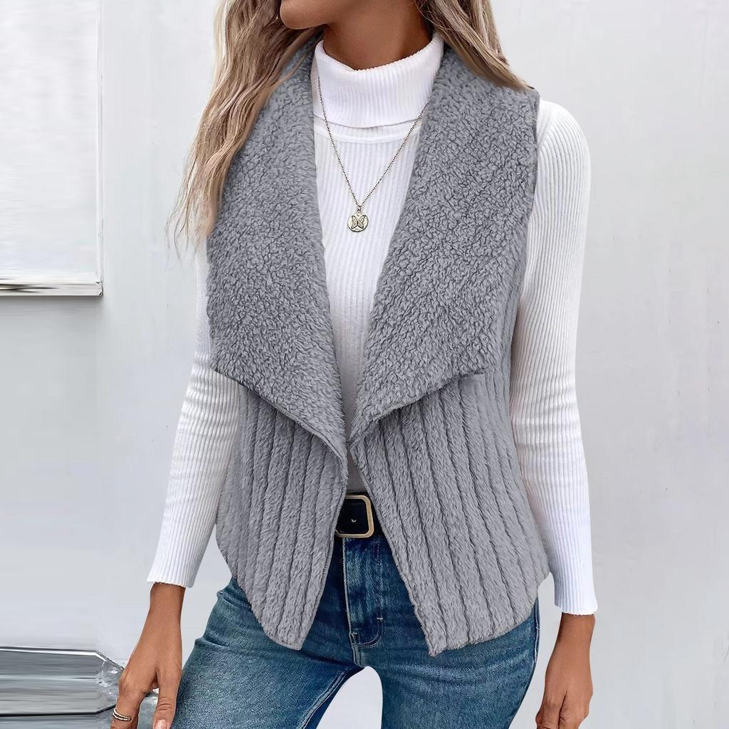 Женская мода осень и зима повседневная однотонная безрукавка универсальная жилетка куртка