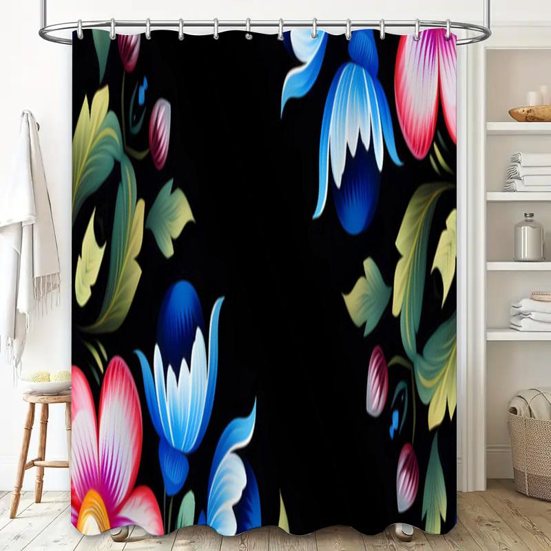 Красочная цветочная шторка для душа из печатной полиэстеровой ткани, декор для ванны, водонепроницаемые аксессуары для ванной комнаты, синий, розовый, красный, белый, желтый, гр