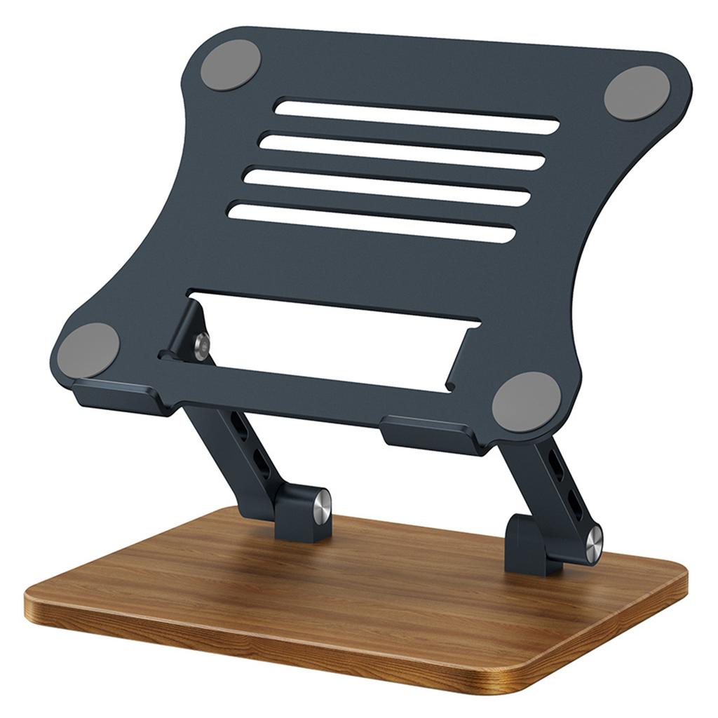 J32 Adjustable Laptop Stand Foldable Wood Base Metal Cooling Riser Desktop Bracket