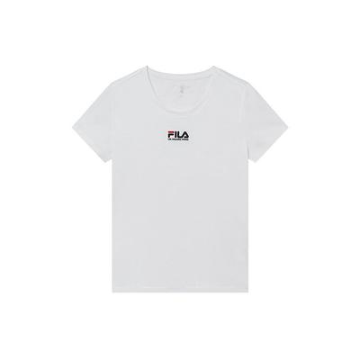 Fila Простая однотонная вышитая дышащая футболка обычного кроя Женские топы Белый F11W928108FWT