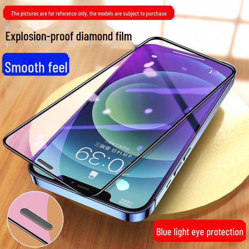 Матовое закаленное защитное стекло для iPhone 11, 13, 14 Pro Max и 15 с пылезащитной сеткой