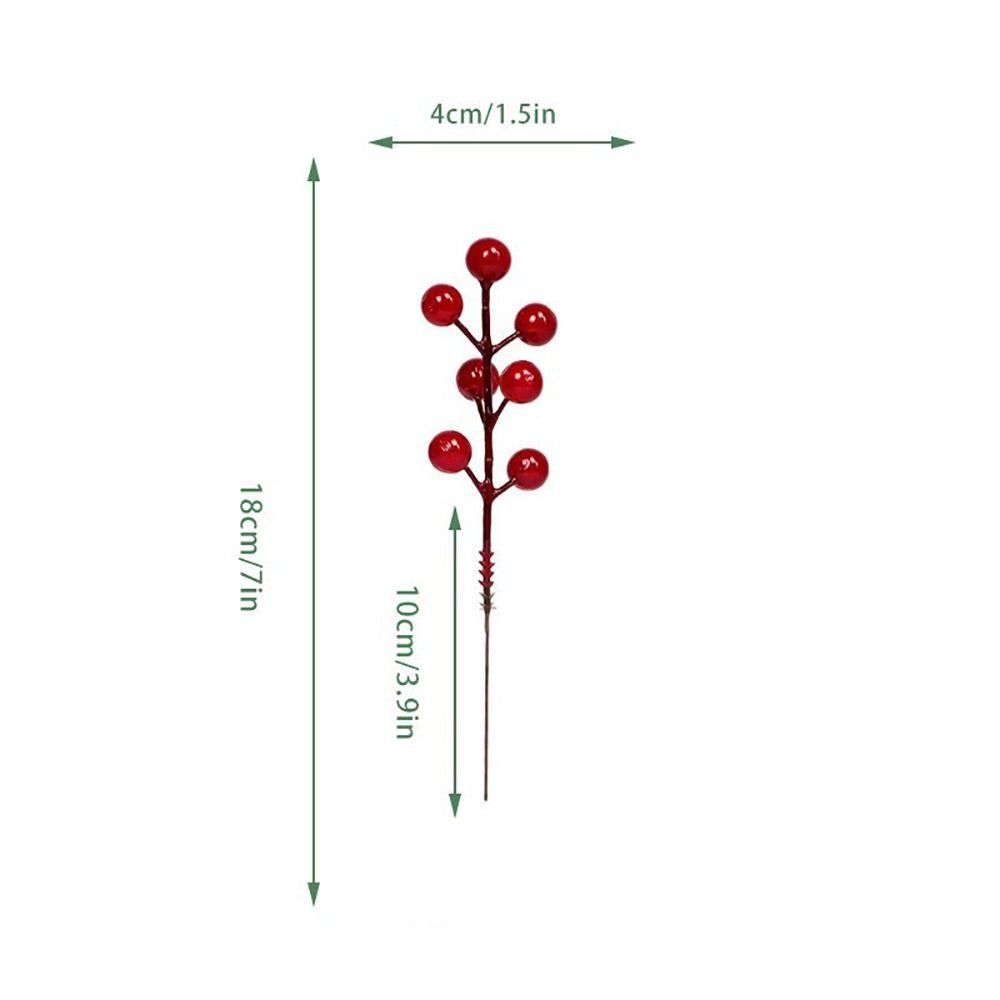 Red Berries Christmas Artificial Pine Branches Plastic Greenery Leaves Fake Cedar Pine Accessories DIY Faux Pine