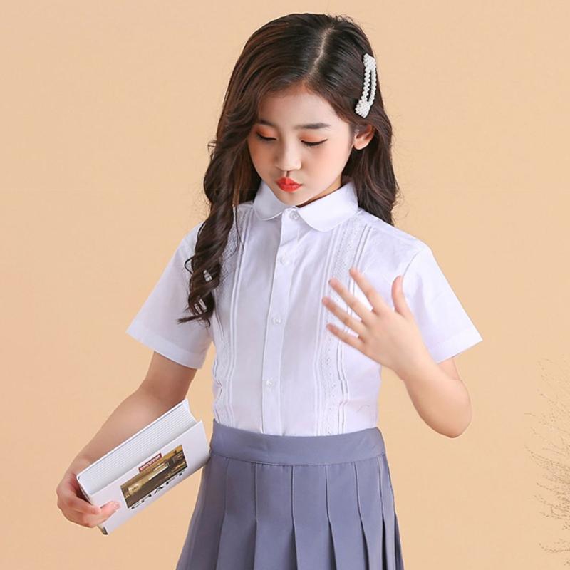 Детская белая футболка 110-160 с коротким рукавом школьная форма футболки для девочек и мальчиков