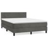 3141186 vidaXL Lit à sommier tapissier et matelas Gris foncé 140x200cm Velours