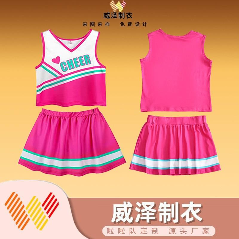 Girls Cheerleading Uniform Set Kids Performance Dance Outfit School Sports Competition Stage Wear