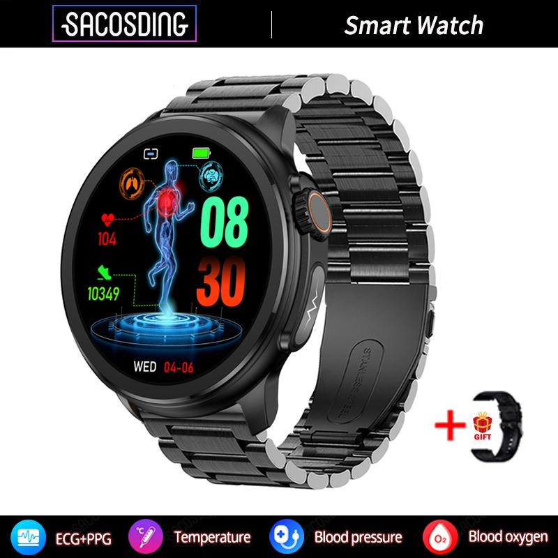 SACOSDING 1,43-дюймовый HD-экран, Bluetooth-вызов, ЭКГ, умные часы для мужчин и женщин, кровяное давление, кислород, частота сердечных сокращений, трекер упражнений, ET481