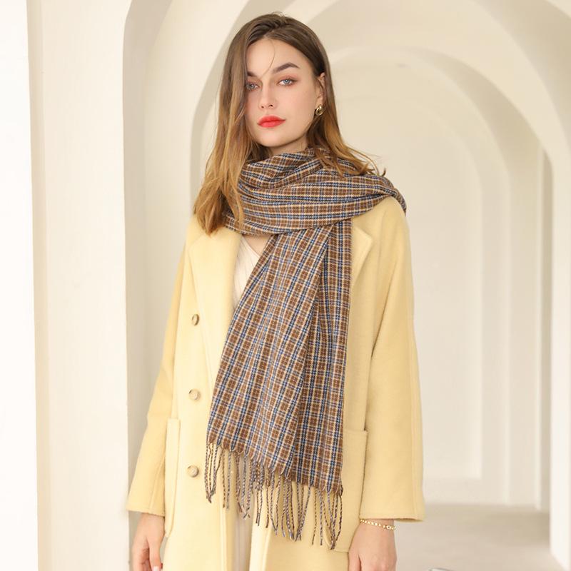 Женский шарф 2025 Новый Милая расцветка в клетку Теплый утолщенный шарф-шаль