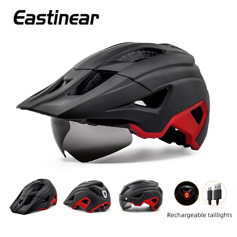 Eastinear LED Bicycle Helmet Sun Goggles Sun Visor Rechargeable LED Tail Lights Men's Outdoor Sports MTB Bicycle Equipment2