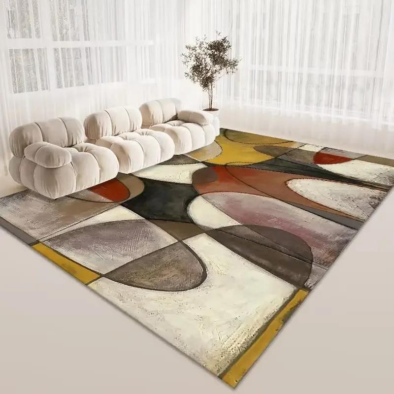 Скандинавские геометрические ковры для спальни, ковры большой площади для гостиной, нескользящий фланелевый коврик для гардеробной, прямоугольный мягкий ковер для отдыха