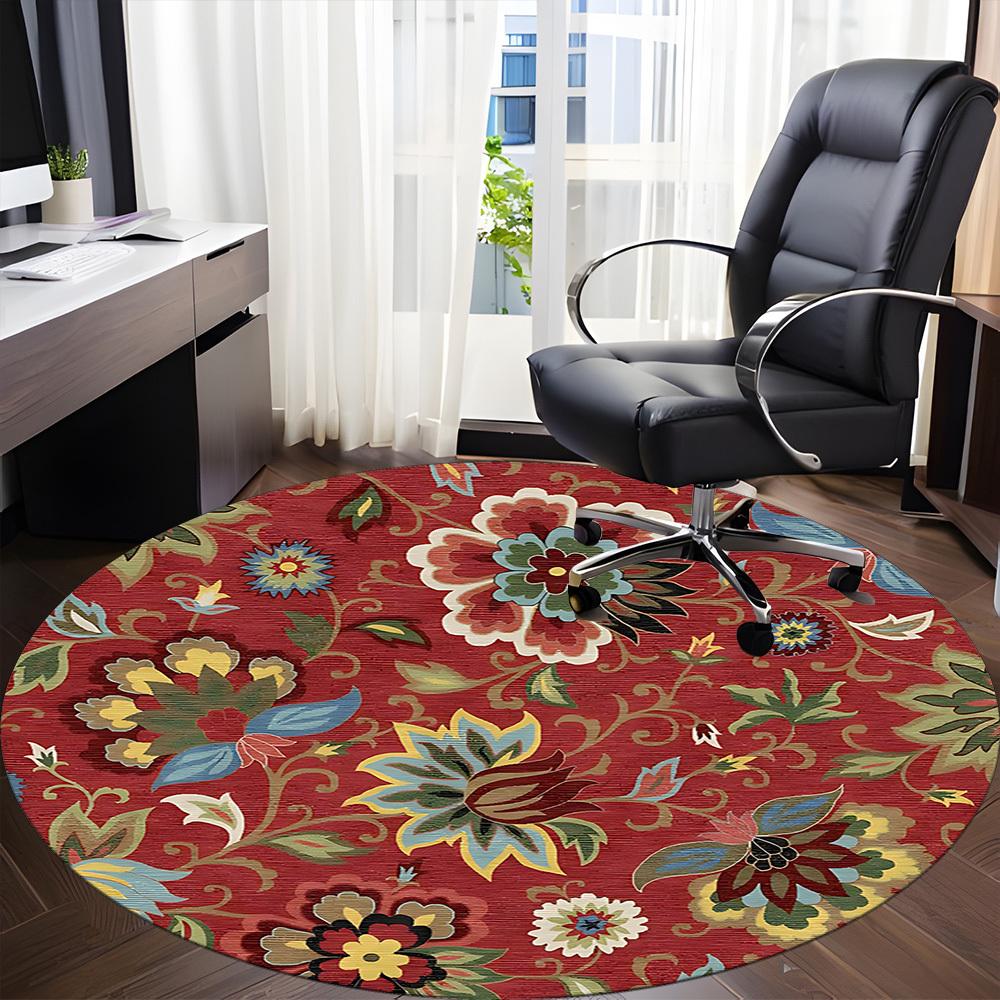 1PC Floral Pattern Chair Carpet for Office, Indoor Non-Slip Washable Carpet, Soft Comfortable Mat For Office Room yy250930207