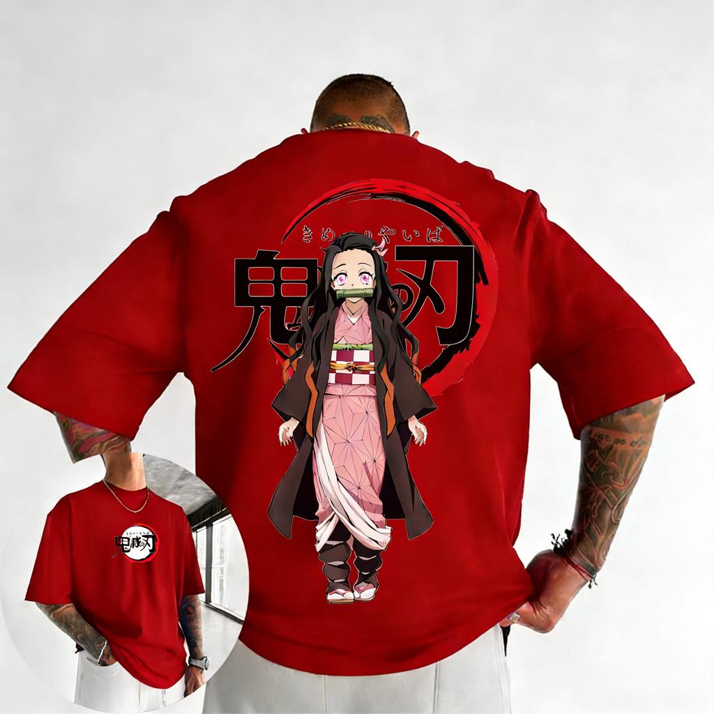 Plus Size Demon Slayer Anime Printed Men and Women Tshirt Casual Parent Child Top Fashion Cotton Summer Street Y2K Harajuku