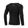 Li Ning Fitness Series Logo Print Теплая компрессионная тренировочная рубашка с длинным рукавом для мужчин, черные топы AUDT503-1
