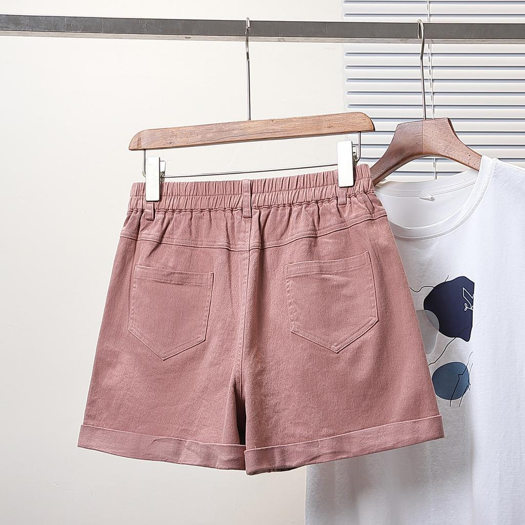 DIMANAF Plus Size 2025 Женские шорты, брюки, летние свободные джинсы-шаровары, короткие базовые брюки с высокой талией и эластичным поясом