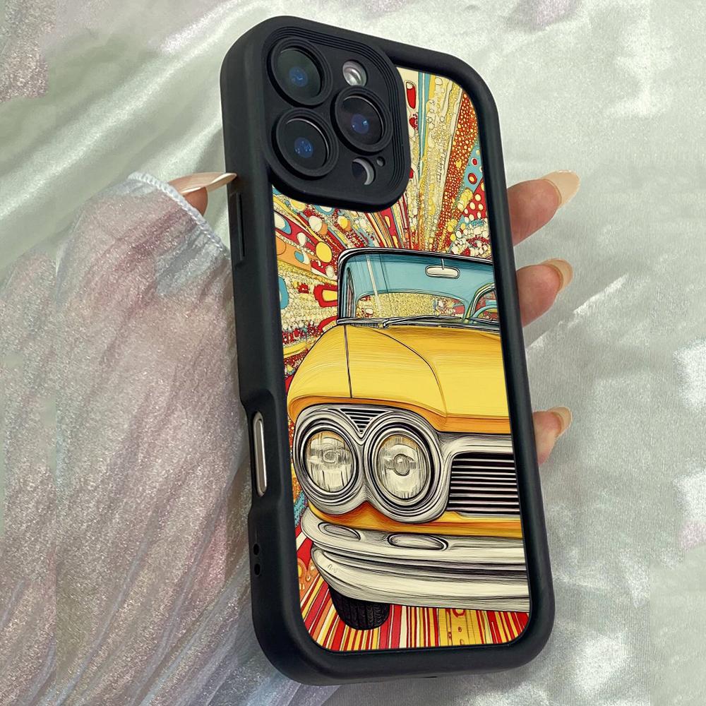 JJT116 Мультяшный Хиппи 80-х Бесшовный Майами-Вайб Поп-Арт для iPhone 17 16 15 Pro Max Samsung S26 S25 Ultra A17 A16 A07 A56 Xiaomi 15T Redmi 15c Мягкий Чехол