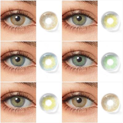 Цветные контактные линзы для глаз Цветные контактные линзы для ежегодного использования 1 пара глазных контактов с цветными сине-серыми линзами