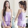 Women's Plus Size Summer Pajama Set: Simple Camisole Vest and Loose Shorts Two-Piece