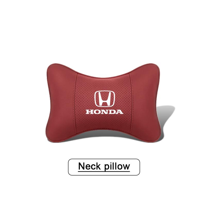 1Pcs Pu Leather Car Neck Pillow Auto Emblem Headrest For Honda Civic Accord Crosstour Spirior Odyssey Avancier UR-V Elysi Key