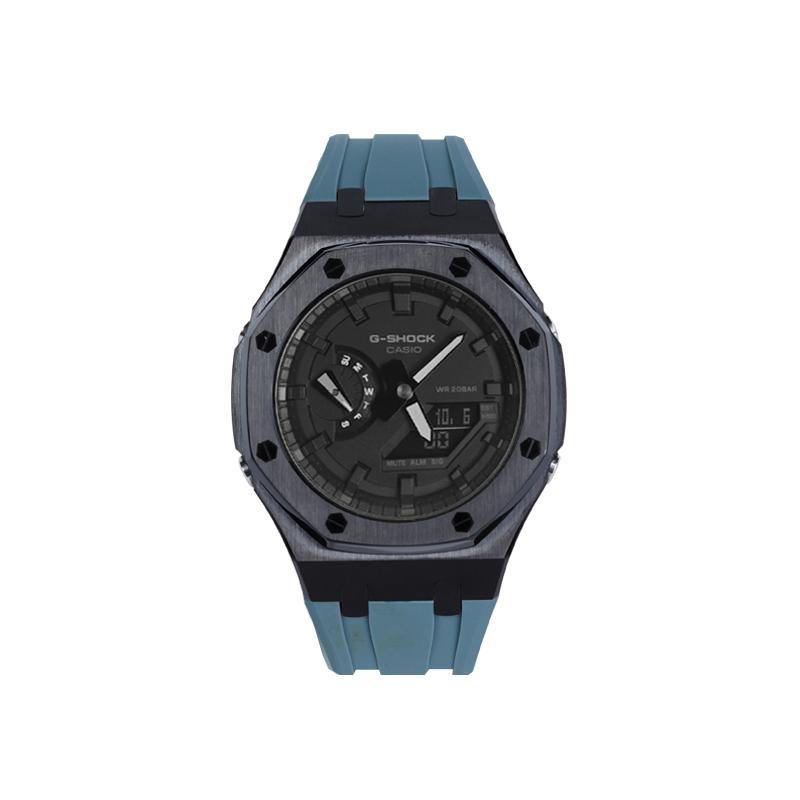 Casio Мужские часы с двойным дисплеем (жидкокристаллический/аналоговый) Серия Черные часы GA-2100-7A-