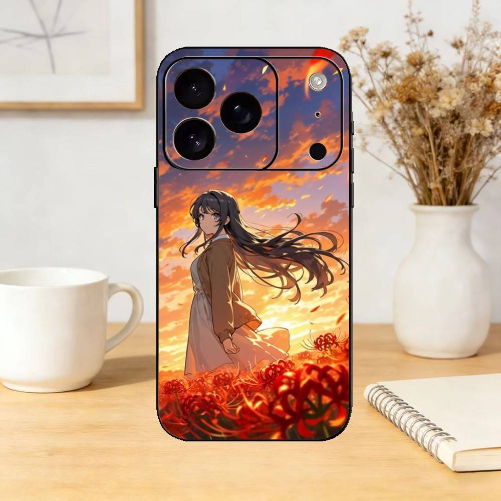 Чехол для телефона Senior S-Sakurajima Mai для iPhone 17,16,15,14,13,12,11 Plus,Pro,Max,Mini Силиконовый черный Мягкий чехол
