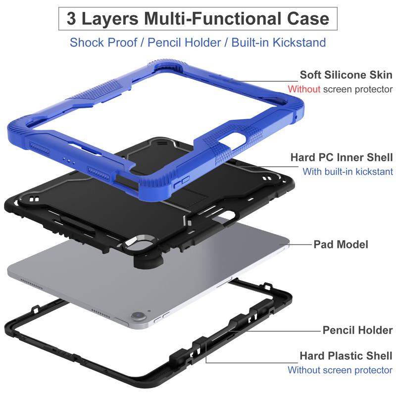 Tablet Case For iPad Air Mini A16 11th Pro Armor Stand Shockproof Case For Redmi pad SE Xiaomi pad 2 pro/ 6/7 SE POCO PAD 12.1" Silicone Cover