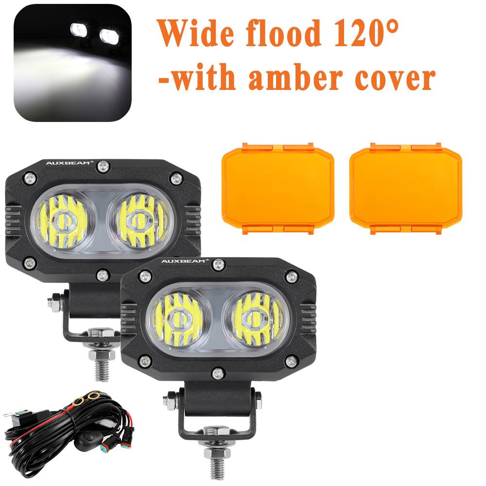 AUXBEAM R4 SERIES 4 inch Square LED Pod Light 5050 LED 6500K White Offroad Driving Light Fog Light with Wiring Harness / Covers