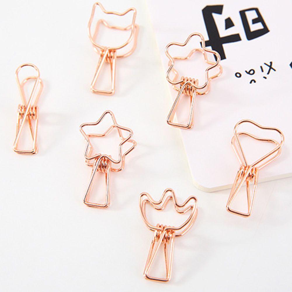 DIY School Stationery Solid Color Metal Fish Clip Office Supply Binder Clip Hollowed Out Design
