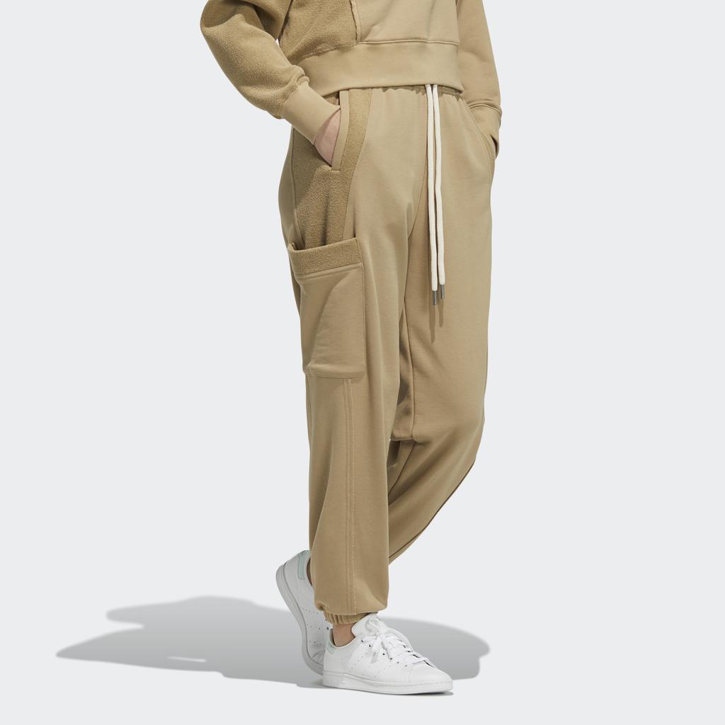 adidas Оригинальные брюки Trefoil Co 1 Повседневные Карго с эластичным поясом Вязаные Спортивные брюки Женские брюки Хаки HC0319