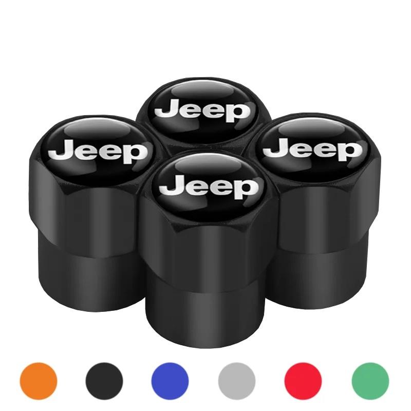 4Pcs Black Metal Car Tire Valve Stem Caps for Jeep Renegade Wrangler Grand Cherokee Patriot Compass Auto Wheel Accessories