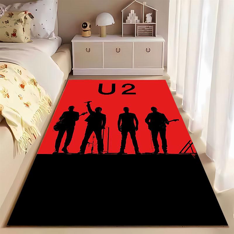 Band Silhouette with Red Background suitable as a non-slip mat for the living room or bedroom sofa