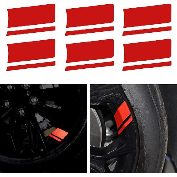 TOMALL 6pcs Wheel Rim Stripe Reflective Stickers for Car Vinyl Reflective Safety Decoration Stripe Universal Rim Decals for Bumper Fender Accessories