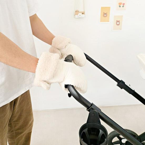 Зимние перчатки для коляски Водонепроницаемые Теплые муфты для рук Защита от холода и ветра Универсальные варежки с плюшевой подкладкой для малыша и родителей Прогулки Поездки за покупками