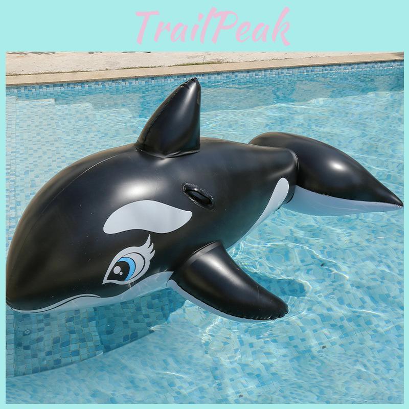 Гигантский кит Водный парк Надувной плавательный матрас Оптовая продажа Надувной матрас для взрослых Черный ПВХ 193*119см