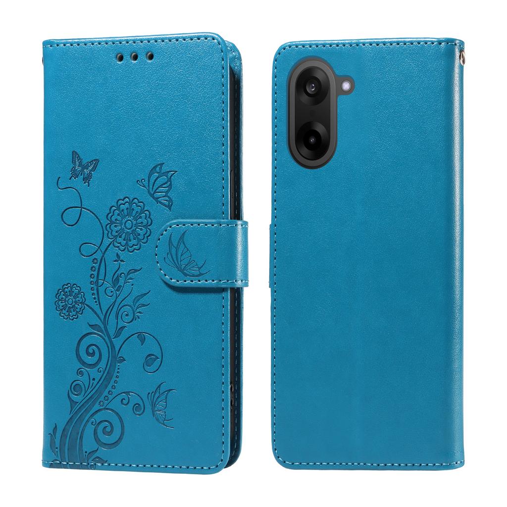 For OnePlus Ace 5 Racing 5G/OnePlus Nord CE5 5G Leather Case Butterfly Floral Imprint Wallet Stand Cover
