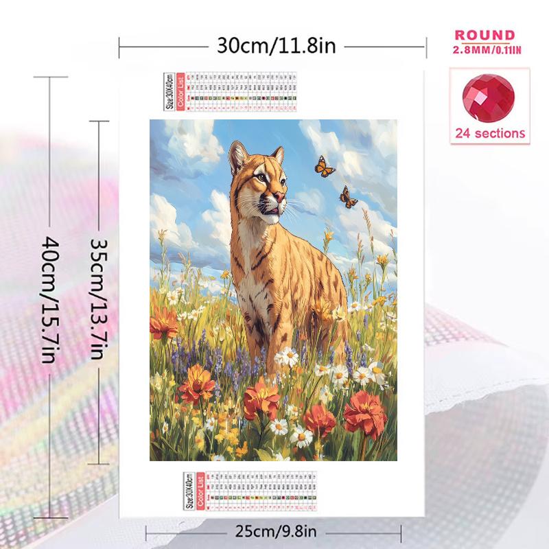 Cougar Pattern 3pcs 100% Round Full Drill 5D DIY Diamond Painting Embroidery Cross Stitch Rhinestone Décor
