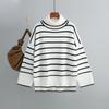 Women Autumn Winter Knitwear Pullover Contrast Stripe High Neck Long Sleeve Sweater