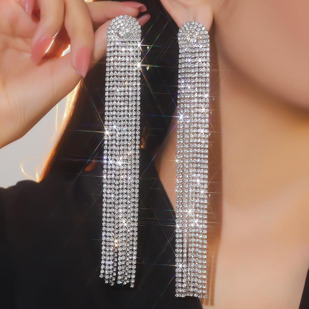 Роскошные клипсы-кисточки со стразами для женщин - Свадебные аксессуары