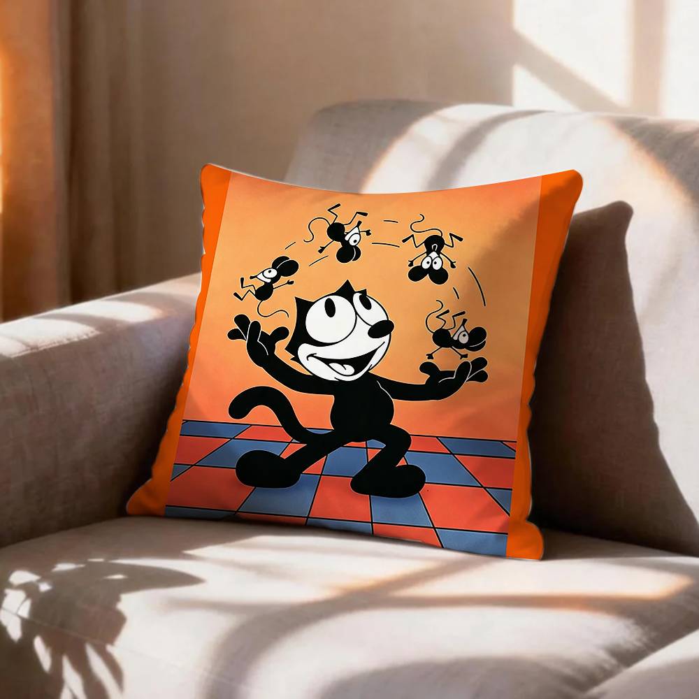 Vintage Animation Character FFelix The Cat Pillow Case Pattern Printed Pillowcase For Living Room Sofa Cushion Cover